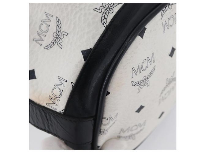 Borsa a Spalla MCM Vicetos Logogram in Pelle PVC Bianco e Oro Auth 173499 D'oro - vista 12