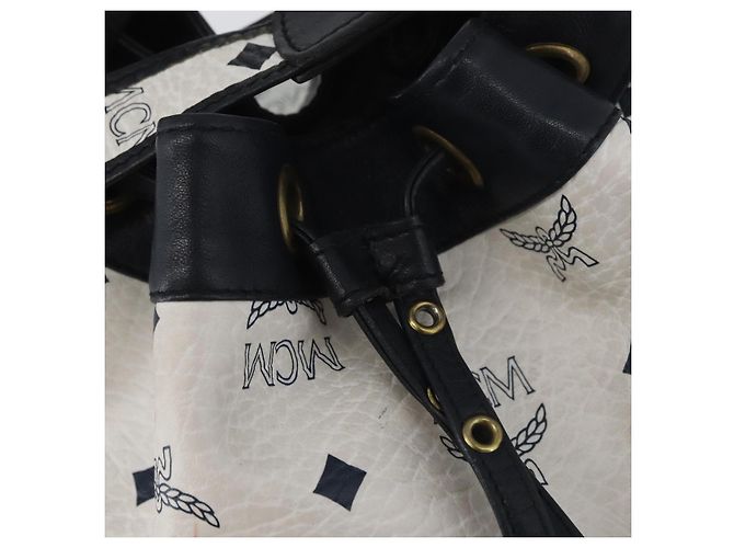 Borsa a Spalla MCM Vicetos Logogram in Pelle PVC Bianco e Oro Auth 173499 D'oro - vista 15