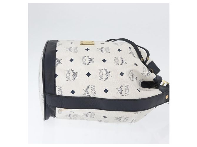 Borsa a Spalla MCM Vicetos Logogram in Pelle PVC Bianco e Oro Auth 173499 D'oro - vista 4