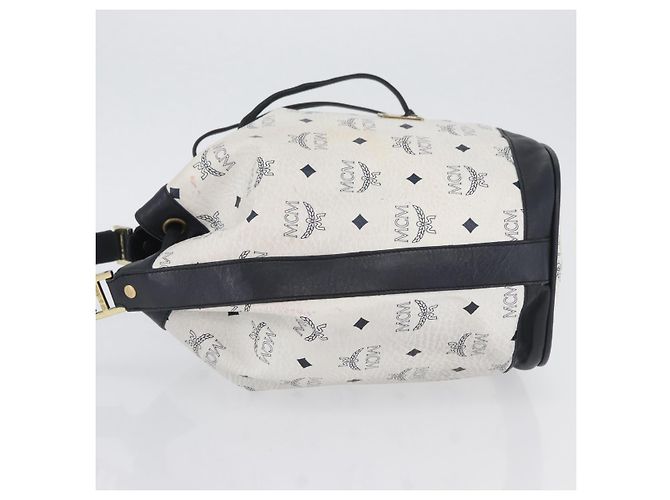 Borsa a Spalla MCM Vicetos Logogram in Pelle PVC Bianco e Oro Auth 173499 D'oro - vista 5