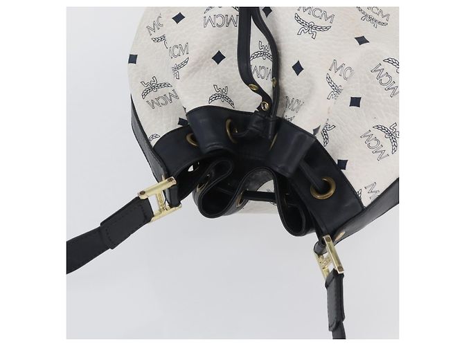 Borsa a Spalla MCM Vicetos Logogram in Pelle PVC Bianco e Oro Auth 173499 D'oro - vista 6