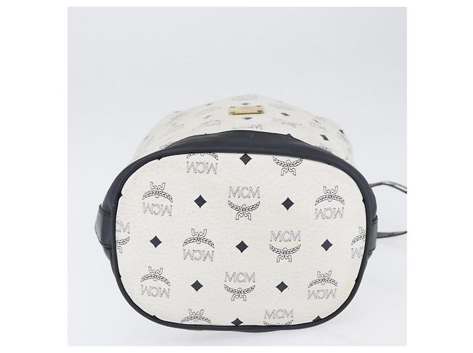 Borsa a Spalla MCM Vicetos Logogram in Pelle PVC Bianco e Oro Auth 173499 D'oro - vista 9