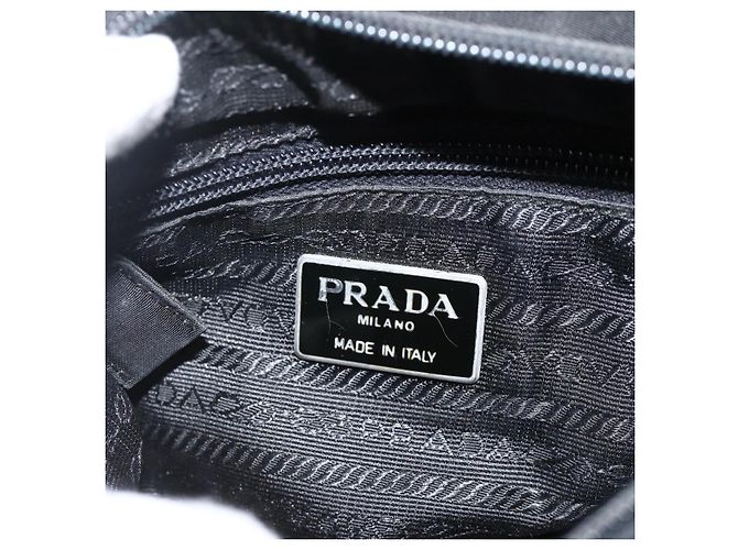PRADA Borsa a mano in nylon nero argento Auth bs34325 - vista 18