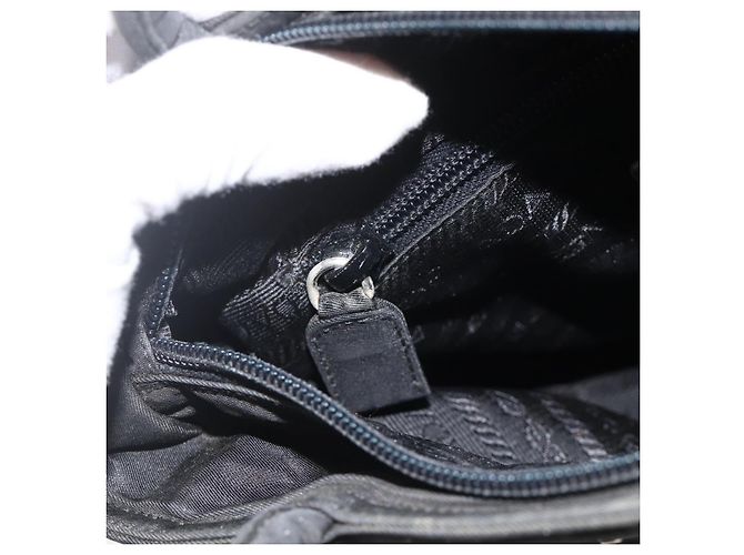 PRADA Borsa a mano in nylon nero argento Auth bs34325 - vista 21