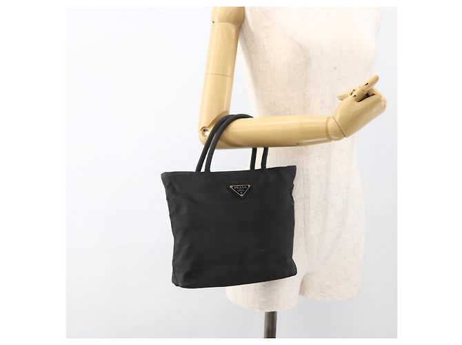 PRADA Borsa a mano in nylon nero argento Auth bs34325 - vista 23