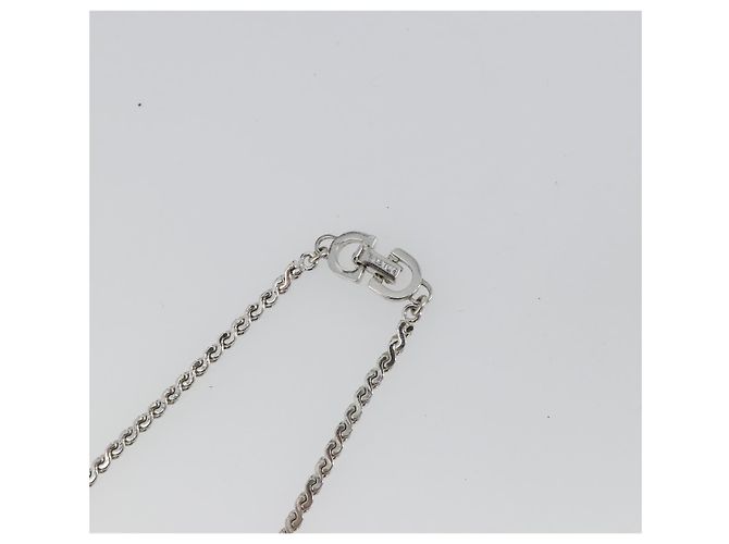 Collana Christian Dior metallo Argento Auth bs34222A - vista 11