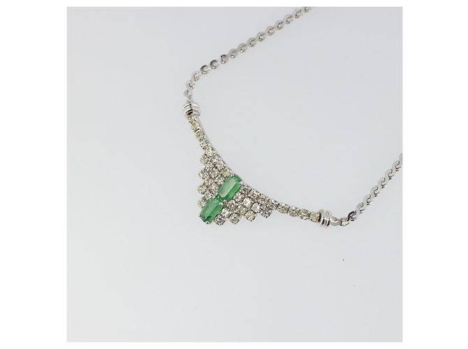 Collana Christian Dior metallo Argento Auth bs34222A - vista 3