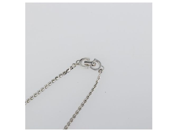 Collana Christian Dior metallo Argento Auth bs34222A - vista 6