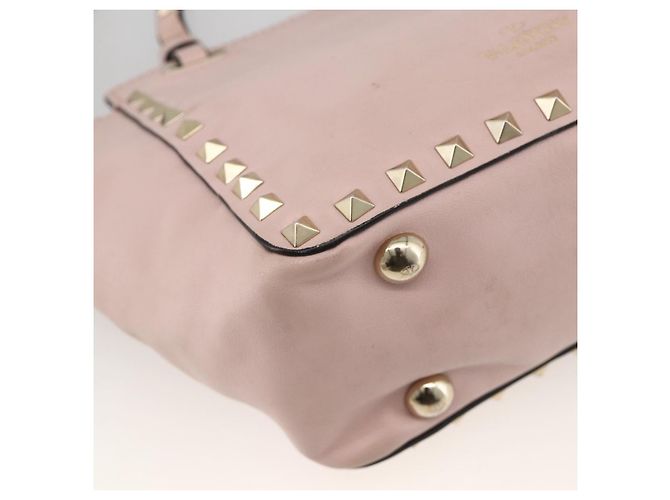 Borsa a mano in pelle Valentino Rock Studs 2 in 1 Rosa Oro Auth BA11911A D'oro - vista 10