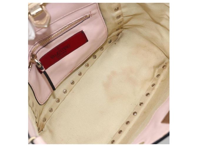 Borsa a mano in pelle Valentino Rock Studs 2 in 1 Rosa Oro Auth BA11911A D'oro - vista 11