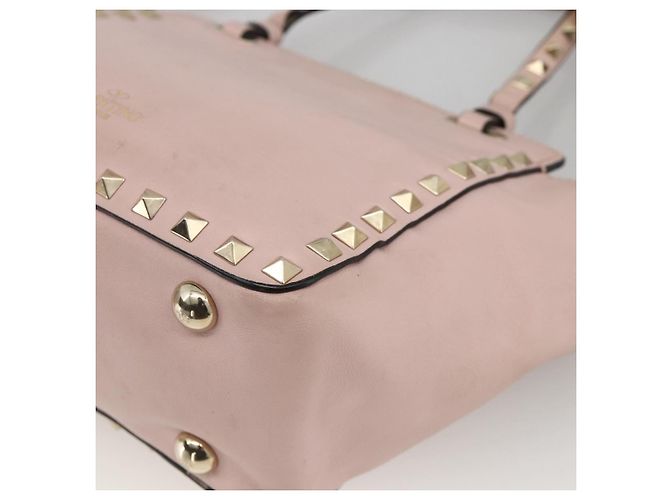 Borsa a mano in pelle Valentino Rock Studs 2 in 1 Rosa Oro Auth BA11911A D'oro - vista 17