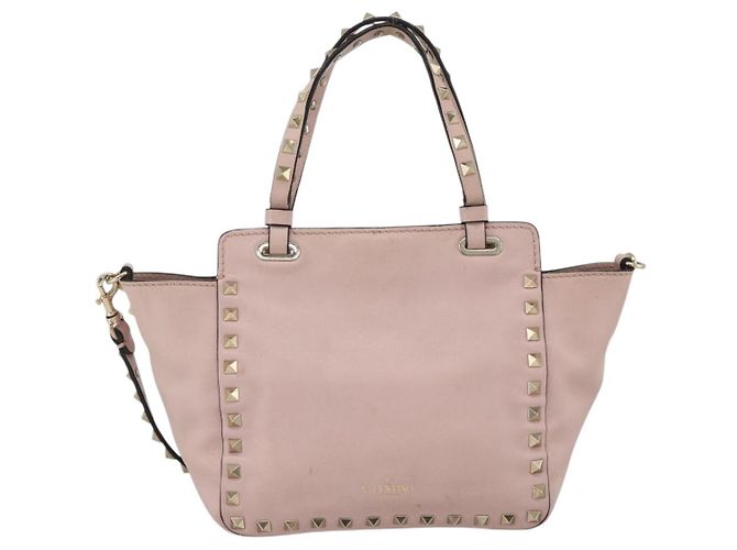 Borsa a mano in pelle Valentino Rock Studs 2 in 1 Rosa Oro Auth BA11911A D'oro - vista 2
