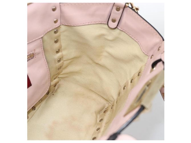 Borsa a mano in pelle Valentino Rock Studs 2 in 1 Rosa Oro Auth BA11911A D'oro - vista 20