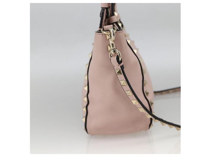 Borsa a mano in pelle Valentino Rock Studs 2 in 1 Rosa Oro Auth BA11911A D'oro - vista 3