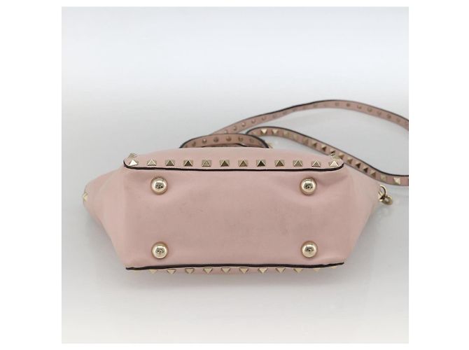 Borsa a mano in pelle Valentino Rock Studs 2 in 1 Rosa Oro Auth BA11911A D'oro - vista 5