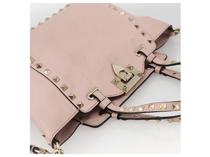 Borsa a mano in pelle Valentino Rock Studs 2 in 1 Rosa Oro Auth BA11911A D'oro - vista 6