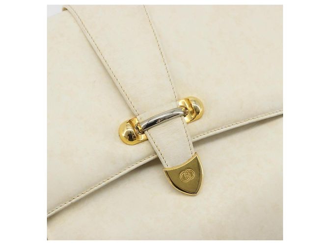 Gucci Borsa a Spalla in Pelle Bianca e Oro Auth BAZ692 Bianco D'oro - vista 14