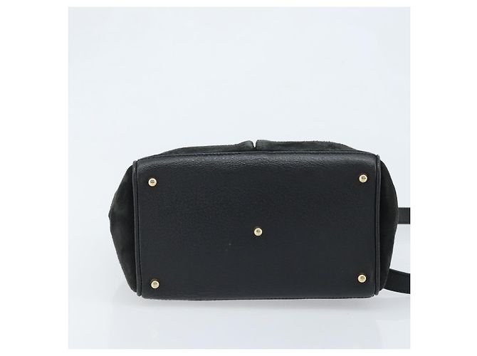 Borsa a Mano in Camoscio GUCCI Bamboo 2way Nero Oro 000 122 0316 Auth BA11541 D'oro - vista 11