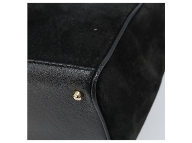 Borsa a Mano in Camoscio GUCCI Bamboo 2way Nero Oro 000 122 0316 Auth BA11541 D'oro - vista 12