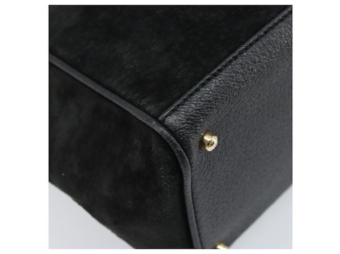 Borsa a Mano in Camoscio GUCCI Bamboo 2way Nero Oro 000 122 0316 Auth BA11541 D'oro - vista 13