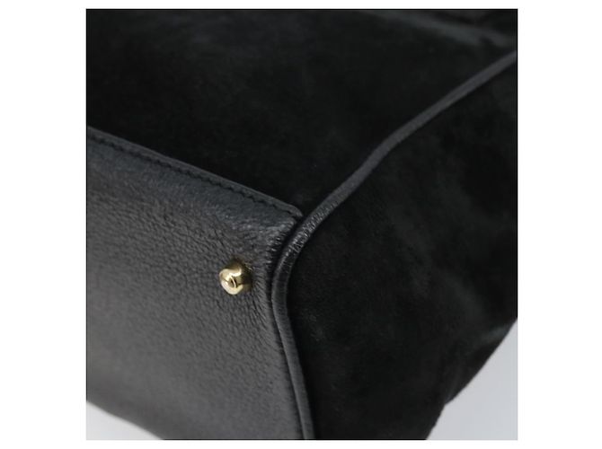 Borsa a Mano in Camoscio GUCCI Bamboo 2way Nero Oro 000 122 0316 Auth BA11541 D'oro - vista 14