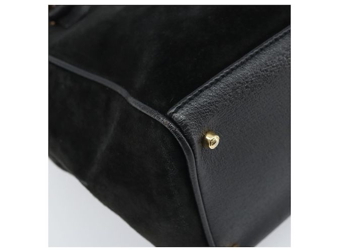 Borsa a Mano in Camoscio GUCCI Bamboo 2way Nero Oro 000 122 0316 Auth BA11541 D'oro - vista 15