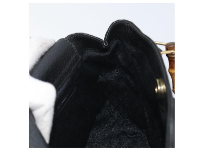 Borsa a Mano in Camoscio GUCCI Bamboo 2way Nero Oro 000 122 0316 Auth BA11541 D'oro - vista 18