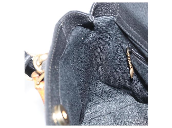 Borsa a Mano in Camoscio GUCCI Bamboo 2way Nero Oro 000 122 0316 Auth BA11541 D'oro - vista 19