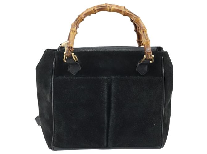 Borsa a Mano in Camoscio GUCCI Bamboo 2way Nero Oro 000 122 0316 Auth BA11541 D'oro - vista 2