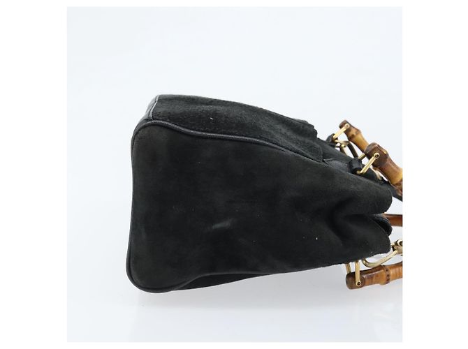 Borsa a Mano in Camoscio GUCCI Bamboo 2way Nero Oro 000 122 0316 Auth BA11541 D'oro - vista 4