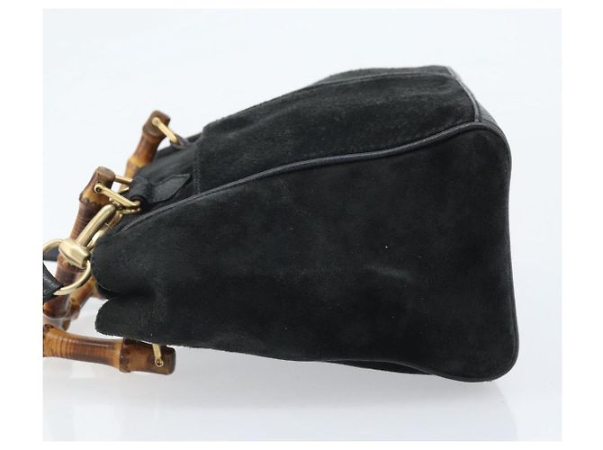 Borsa a Mano in Camoscio GUCCI Bamboo 2way Nero Oro 000 122 0316 Auth BA11541 D'oro - vista 5