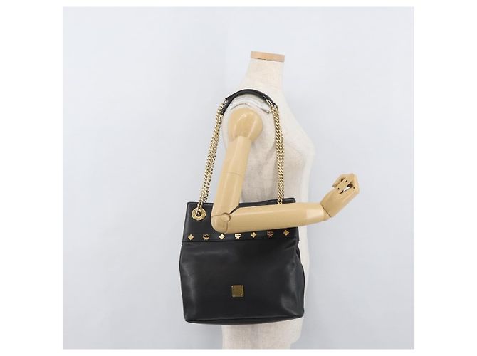 Borsa a Spalla in Pelle MCM Chain Nera Oro Auth BA11650 Nero D'oro - vista 23