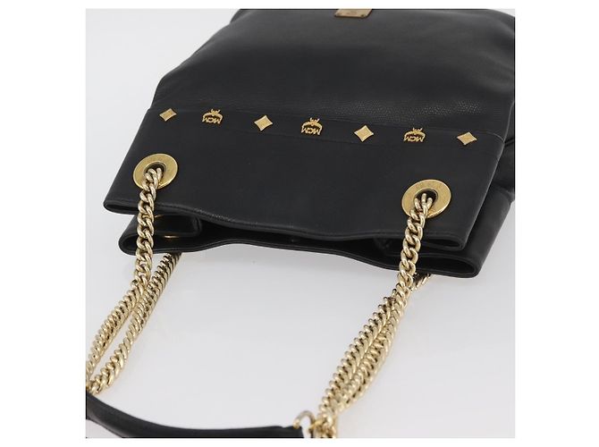 Borsa a Spalla in Pelle MCM Chain Nera Oro Auth BA11650 Nero D'oro - vista 6
