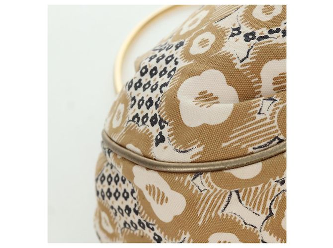 CHANEL Borsa a Mano Camelia Tela Beige Oro CC Auth BAZ669V D'oro - vista 10