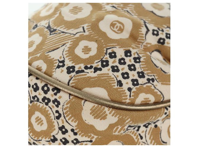 CHANEL Borsa a Mano Camelia Tela Beige Oro CC Auth BAZ669V D'oro - vista 12