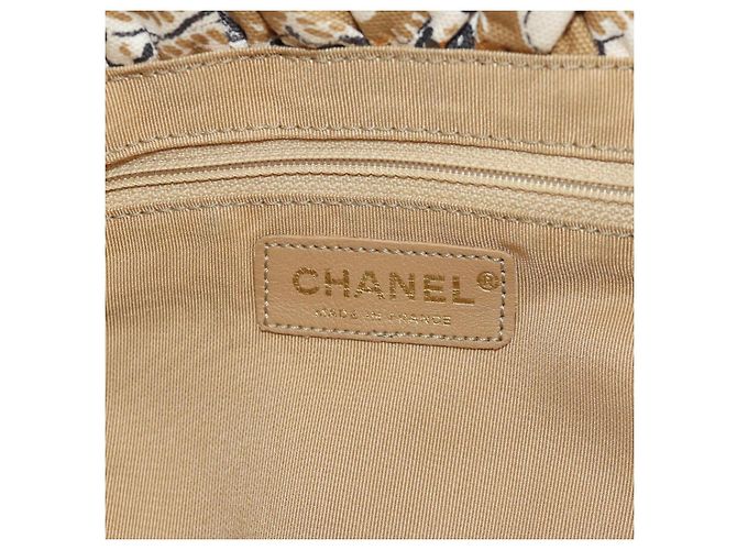 CHANEL Borsa a Mano Camelia Tela Beige Oro CC Auth BAZ669V D'oro - vista 15