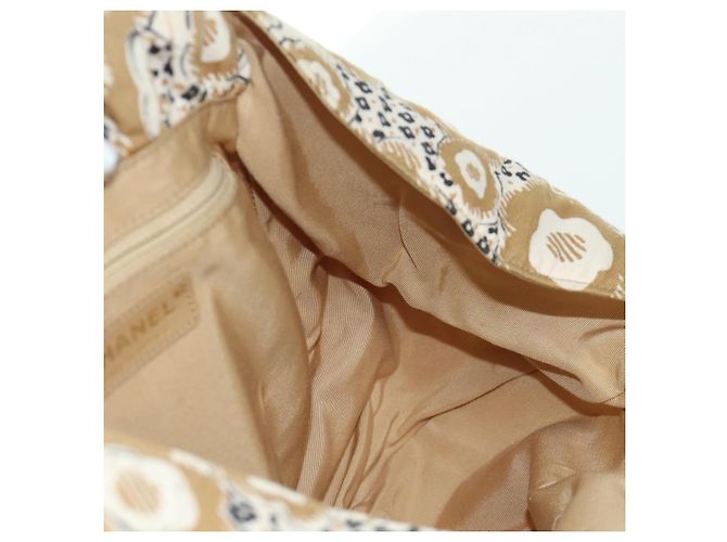 CHANEL Borsa a Mano Camelia Tela Beige Oro CC Auth BAZ669V D'oro - vista 18