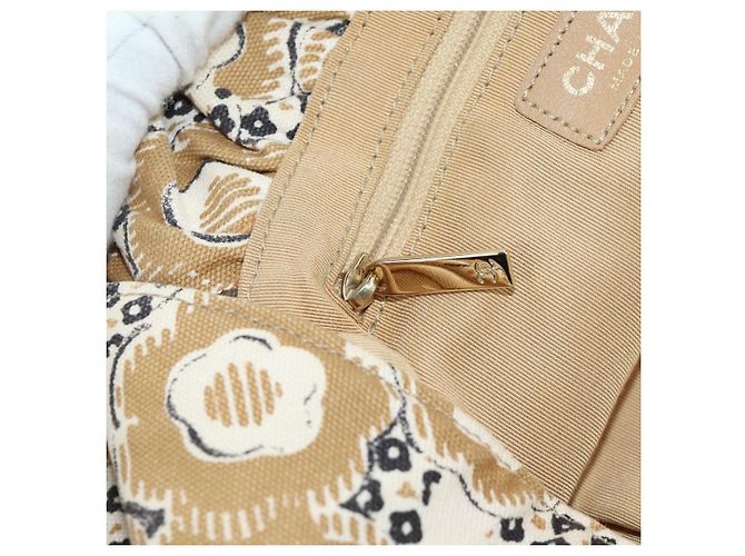 CHANEL Borsa a Mano Camelia Tela Beige Oro CC Auth BAZ669V D'oro - vista 20