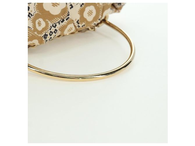 CHANEL Borsa a Mano Camelia Tela Beige Oro CC Auth BAZ669V D'oro - vista 7