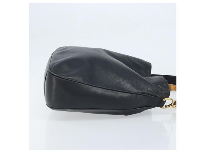 Borsa a Spalla in Pelle Gucci Bamboo 2way Nera Oro 001 1781 1577 Auth 174579 Nero D'oro - vista 4