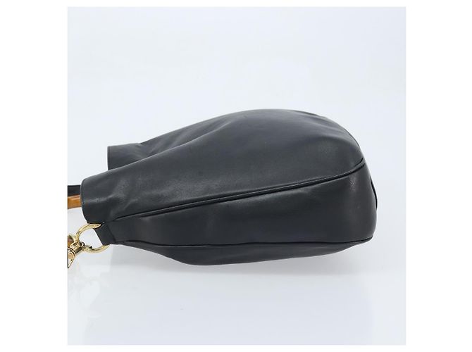 Borsa a Spalla in Pelle Gucci Bamboo 2way Nera Oro 001 1781 1577 Auth 174579 Nero D'oro - vista 5