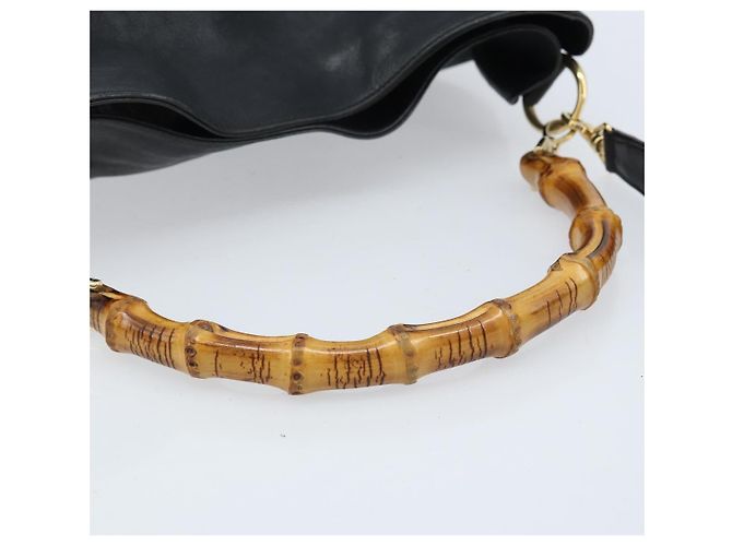 Borsa a Spalla in Pelle Gucci Bamboo 2way Nera Oro 001 1781 1577 Auth 174579 Nero D'oro - vista 7
