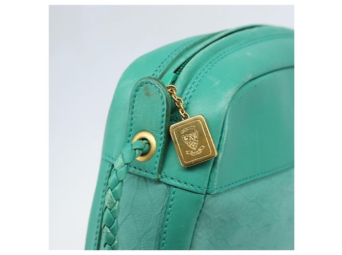 Sac à épaule GUCCI Suède Vert Or Auth BA11758A Doré - vue 10