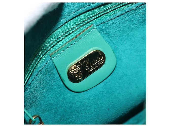 Sac à épaule GUCCI Suède Vert Or Auth BA11758A Doré - vue 11