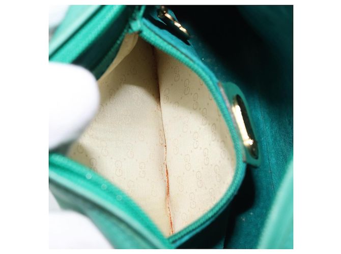 Sac à épaule GUCCI Suède Vert Or Auth BA11758A Doré - vue 16