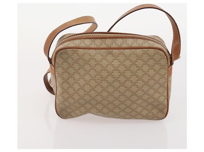 Céline Borsa Clutch in Tela Macadam CELINE in Pelle PVC 3 Pezzi Marrone Beige Auth fm5236 - vista 10