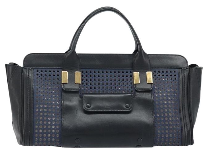 Chloé Sac à main Chloe Punching Alice en cuir noir et or Auth am11108 - vue 2