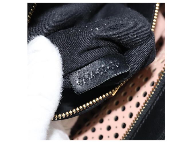 Chloé Sac à main Chloe Punching Alice en cuir noir et or Auth am11108 - vue 24