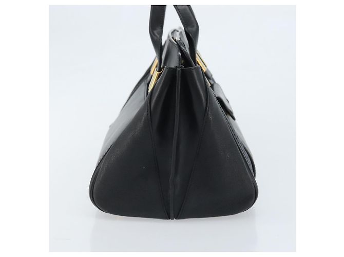 Chloé Sac à main Chloe Punching Alice en cuir noir et or Auth am11108 - vue 4