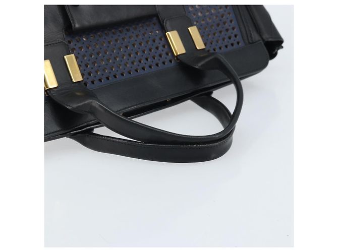 Chloé Sac à main Chloe Punching Alice en cuir noir et or Auth am11108 - vue 7
